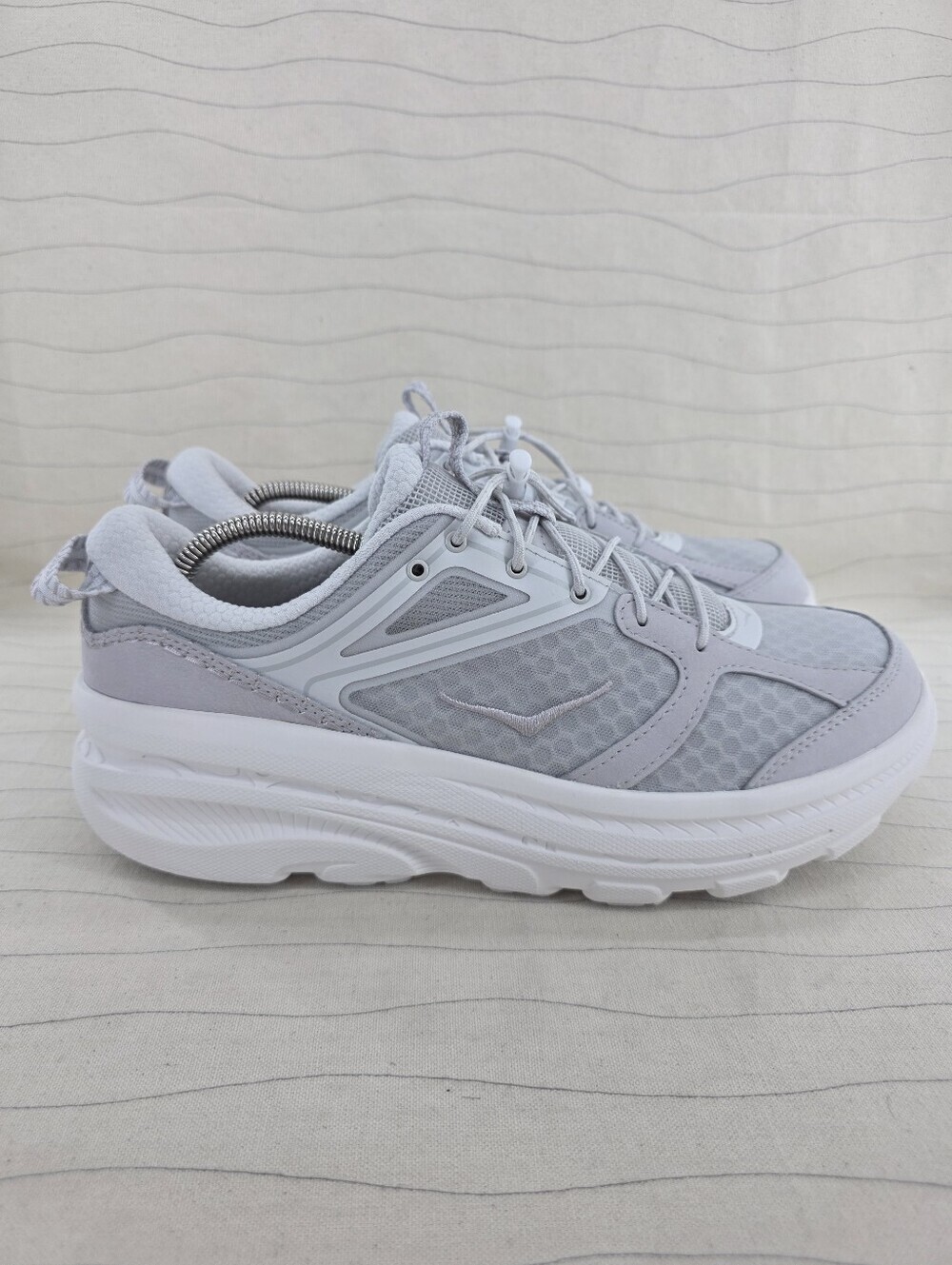Hoka Unisex Bondi B3LS Grey White Sneakers Shoes 1155351 Sz 11.5 Men/ 12.5 Wom